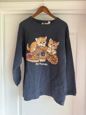 Vintage Faded Glory Navy Cat Women's Pullover